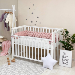 Protectie laterala patut bebe tripla roz